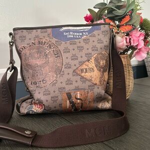 MCM Coated Canvas Limited Edition print Messenger Bag